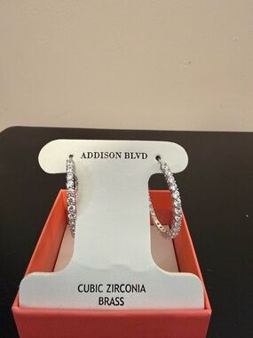 Silver Cubic Zirconia Hoop Earrings